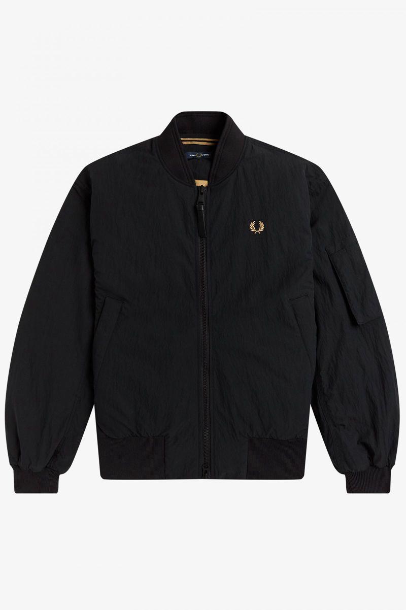 Black Fred Perry Padded Bomber Men's Jackets | PH 1218ZUTG